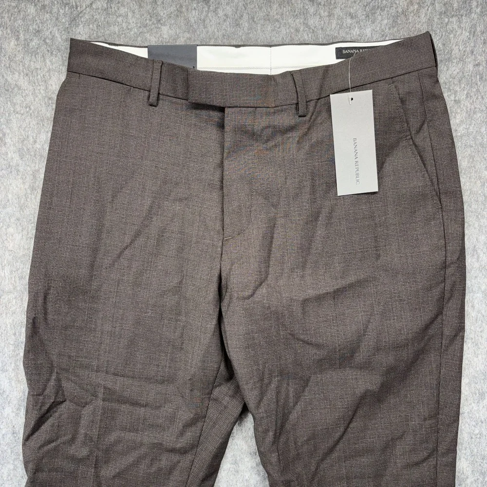 Banana Republic Pants Men's 32x30‎ Slim Fit Micro Houndstooth Brown New